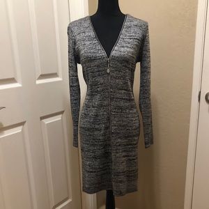 Calvin Klein Zip Front V Neck Sweater Dress. Size: M